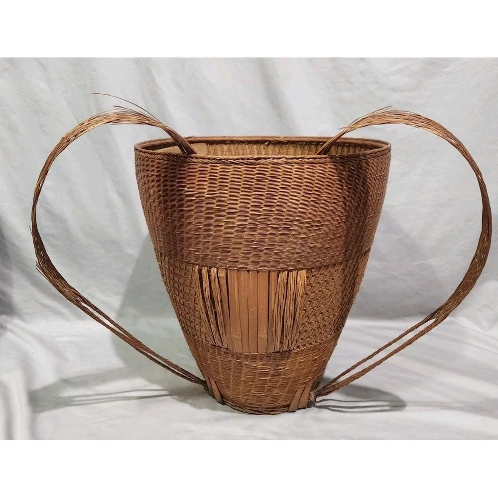 VTG Wicker Backpack Basket Bakul Tambok‎ Asian Farming Harvest Collection